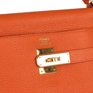 HERMÈS Pre-owned Hermes Kelly Retourne 35 Orange Togo Gold Hardware | Thumbnail 7 HERMÈS Pre-owned Hermes Kelly Retourne 35 Orange Togo Gold Hardware | Thumbnail 7