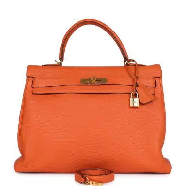 HERMÈS Pre-owned Hermes Kelly Retourne 35 Orange Togo Gold Hardware | Thumbnail 1 HERMÈS Pre-owned Hermes Kelly Retourne 35 Orange Togo Gold Hardware | Thumbnail 1