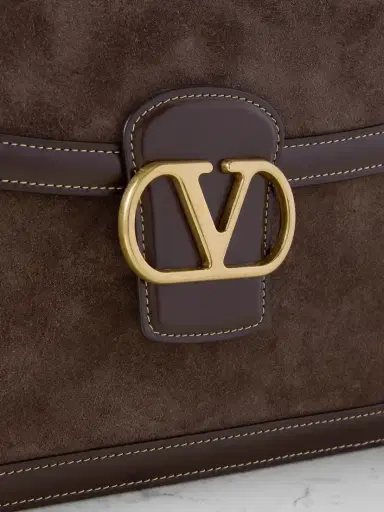 Valentino Garavani 9to5 Leather-trimmed Suede Shoulder Bag | Thumbnail 4 Valentino Garavani 9to5 Leather-trimmed Suede Shoulder Bag | Thumbnail 4