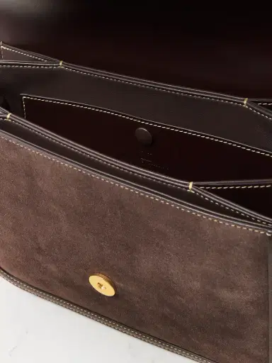 Valentino Garavani 9to5 Leather-trimmed Suede Shoulder Bag | Thumbnail 5 Valentino Garavani 9to5 Leather-trimmed Suede Shoulder Bag | Thumbnail 5