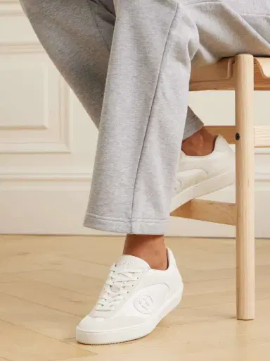 Gucci Leather-trimmed Suede And Mesh Sneakers | Thumbnail 2 Gucci Leather-trimmed Suede And Mesh Sneakers | Thumbnail 2