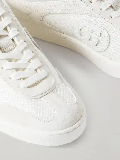 Gucci Leather-trimmed Suede And Mesh Sneakers | Thumbnail 4 Gucci Leather-trimmed Suede And Mesh Sneakers | Thumbnail 4