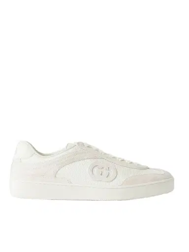 Gucci Leather-trimmed Suede And Mesh Sneakers | Thumbnail 1 Gucci Leather-trimmed Suede And Mesh Sneakers | Thumbnail 1