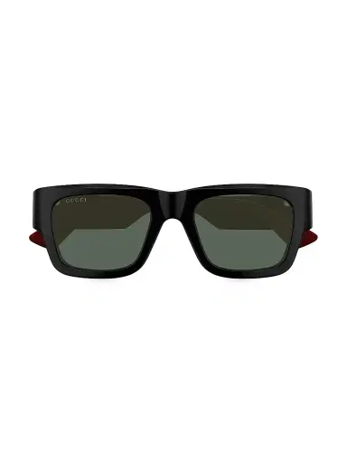 Gucci Men's Oblique 52MM Square Sunglasses - Green Black Multi | Thumbnail 2 Gucci Men's Oblique 52MM Square Sunglasses - Green Black Multi | Thumbnail 2