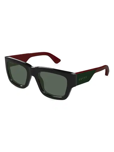 Gucci Men's Oblique 52MM Square Sunglasses - Green Black Multi | Thumbnail 1 Gucci Men's Oblique 52MM Square Sunglasses - Green Black Multi | Thumbnail 1