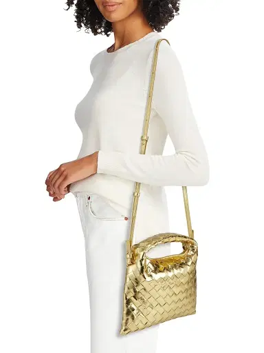 Bottega Veneta Women's Mini Hop Intrecciato Metallic Leather Bag - Gold | Thumbnail 2 Bottega Veneta Women's Mini Hop Intrecciato Metallic Leather Bag - Gold | Thumbnail 2