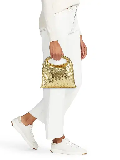 Bottega Veneta Women's Mini Hop Intrecciato Metallic Leather Bag - Gold | Thumbnail 3 Bottega Veneta Women's Mini Hop Intrecciato Metallic Leather Bag - Gold | Thumbnail 3
