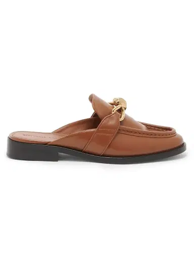 Bottega Veneta Women's Astaire Knot-Accented Leather Mules - New Amber - Size 5 | Thumbnail 1 Bottega Veneta Women's Astaire Knot-Accented Leather Mules - New Amber - Size 5 | Thumbnail 1