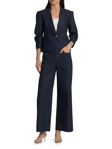 Cinq à Sept Women's Petit Khloe Denim Blazer - Indigo - Size 14 | Thumbnail 2 Cinq à Sept Women's Petit Khloe Denim Blazer - Indigo - Size 14 | Thumbnail 2
