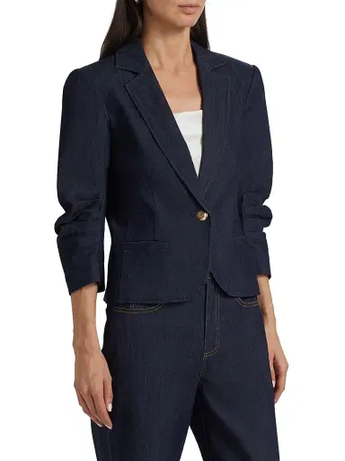 Cinq à Sept Women's Petit Khloe Denim Blazer - Indigo - Size 14 | Thumbnail 4 Cinq à Sept Women's Petit Khloe Denim Blazer - Indigo - Size 14 | Thumbnail 4