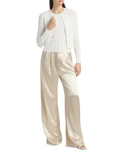 Adam Lippes Women's Pointelle Jacquard Cardigan - | Thumbnail 2 Adam Lippes Women's Pointelle Jacquard Cardigan - | Thumbnail 2