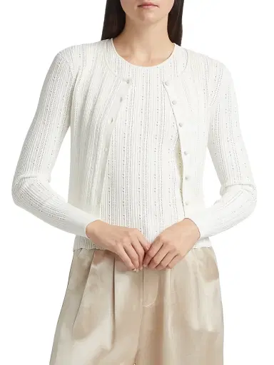 Adam Lippes Women's Pointelle Jacquard Cardigan - | Thumbnail 3 Adam Lippes Women's Pointelle Jacquard Cardigan - | Thumbnail 3