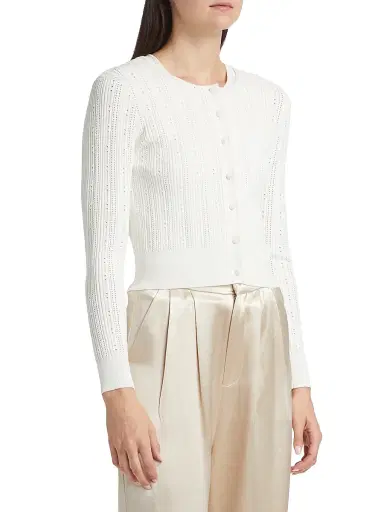 Adam Lippes Women's Pointelle Jacquard Cardigan - | Thumbnail 4 Adam Lippes Women's Pointelle Jacquard Cardigan - | Thumbnail 4