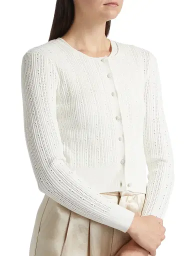 Adam Lippes Women's Pointelle Jacquard Cardigan - | Thumbnail 6 Adam Lippes Women's Pointelle Jacquard Cardigan - | Thumbnail 6