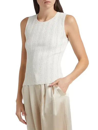 Adam Lippes Women's Pointelle Jacquard Top - Ivory - Size XL | Thumbnail 4 Adam Lippes Women's Pointelle Jacquard Top - Ivory - Size XL | Thumbnail 4