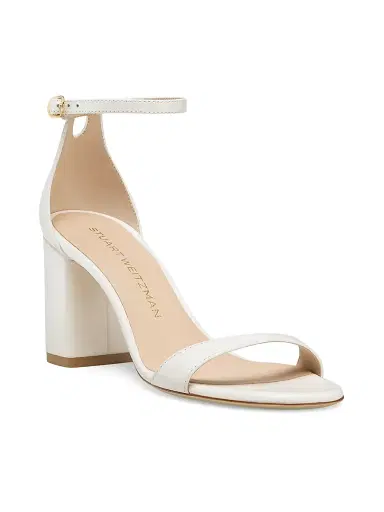 Stuart Weitzman Women's Nudist Block 75MM Metallic Leather Sandals - Cream - Size 7 | Thumbnail 2 Stuart Weitzman Women's Nudist Block 75MM Metallic Leather Sandals - Cream - Size 7 | Thumbnail 2