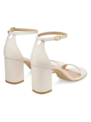 Stuart Weitzman Women's Nudist Block 75MM Metallic Leather Sandals - Cream - Size 7 | Thumbnail 3 Stuart Weitzman Women's Nudist Block 75MM Metallic Leather Sandals - Cream - Size 7 | Thumbnail 3