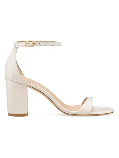 Stuart Weitzman Women's Nudist Block 75MM Metallic Leather Sandals - Cream - Size 7 | Thumbnail 1 Stuart Weitzman Women's Nudist Block 75MM Metallic Leather Sandals - Cream - Size 7 | Thumbnail 1