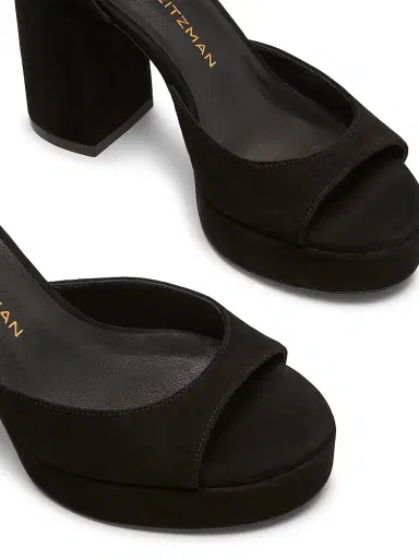 Stuart Weitzman Women's Dayna II 100MM Suede Platform Sandals - Black | Thumbnail 4 Stuart Weitzman Women's Dayna II 100MM Suede Platform Sandals - Black | Thumbnail 4