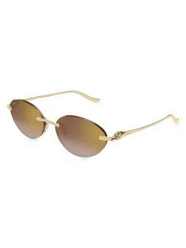 Cartier Women's Panthère Classic 58MM Oval Sunglasses - Brown Multi Gold | Thumbnail 1 Cartier Women's Panthère Classic 58MM Oval Sunglasses - Brown Multi Gold | Thumbnail 1