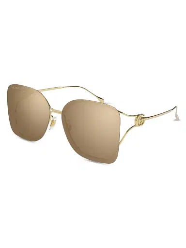 Gucci Women's Flat & Bend 60MM Squared Sunglasses - Gold Gold | Thumbnail 1 Gucci Women's Flat & Bend 60MM Squared Sunglasses - Gold Gold | Thumbnail 1
