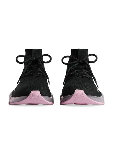 Balenciaga Women's Speed 2.0 Lace Up Full Clear Sole Recycled Knit Sneakers - Black Light Pink | Thumbnail 3 Balenciaga Women's Speed 2.0 Lace Up Full Clear Sole Recycled Knit Sneakers - Black Light Pink | Thumbnail 3