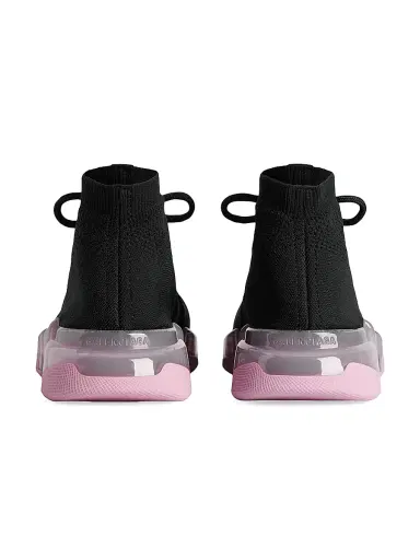 Balenciaga Women's Speed 2.0 Lace Up Full Clear Sole Recycled Knit Sneakers - Black Light Pink | Thumbnail 5 Balenciaga Women's Speed 2.0 Lace Up Full Clear Sole Recycled Knit Sneakers - Black Light Pink | Thumbnail 5