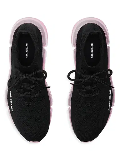 Balenciaga Women's Speed 2.0 Lace Up Full Clear Sole Recycled Knit Sneakers - Black Light Pink | Thumbnail 6 Balenciaga Women's Speed 2.0 Lace Up Full Clear Sole Recycled Knit Sneakers - Black Light Pink | Thumbnail 6
