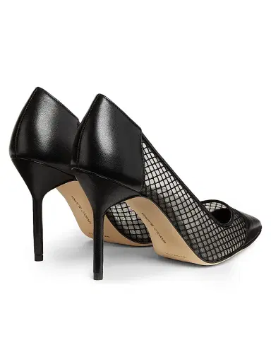 Manolo Blahnik Women's Capcour 90MM Leather & Mesh Pumps - Black | Thumbnail 3 Manolo Blahnik Women's Capcour 90MM Leather & Mesh Pumps - Black | Thumbnail 3