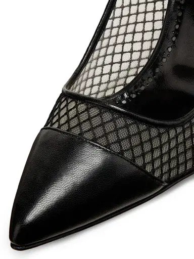 Manolo Blahnik Women's Capcour 90MM Leather & Mesh Pumps - Black | Thumbnail 6 Manolo Blahnik Women's Capcour 90MM Leather & Mesh Pumps - Black | Thumbnail 6