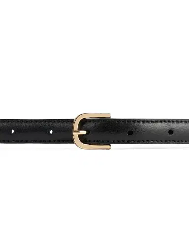 TOTEME Women's Slim Leather Buckled Belt - Black - Size Medium | Thumbnail 3 TOTEME Women's Slim Leather Buckled Belt - Black - Size Medium | Thumbnail 3