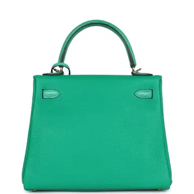 HERMÈS Hermes Kelly Retourne 25 Menthe Togo and Varanus Niloticus Lizard Touch Permabrass Hardware | Thumbnail 4 HERMÈS Hermes Kelly Retourne 25 Menthe Togo and Varanus Niloticus Lizard Touch Permabrass Hardware | Thumbnail 4