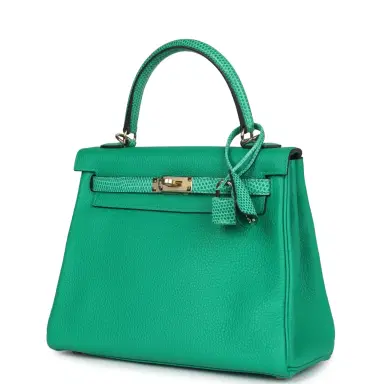 HERMÈS Hermes Kelly Retourne 25 Menthe Togo and Varanus Niloticus Lizard Touch Permabrass Hardware | Thumbnail 5 HERMÈS Hermes Kelly Retourne 25 Menthe Togo and Varanus Niloticus Lizard Touch Permabrass Hardware | Thumbnail 5