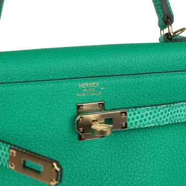 HERMÈS Hermes Kelly Retourne 25 Menthe Togo and Varanus Niloticus Lizard Touch Permabrass Hardware | Thumbnail 7 HERMÈS Hermes Kelly Retourne 25 Menthe Togo and Varanus Niloticus Lizard Touch Permabrass Hardware | Thumbnail 7