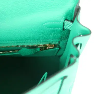 HERMÈS Hermes Kelly Retourne 25 Menthe Togo and Varanus Niloticus Lizard Touch Permabrass Hardware | Thumbnail 9 HERMÈS Hermes Kelly Retourne 25 Menthe Togo and Varanus Niloticus Lizard Touch Permabrass Hardware | Thumbnail 9