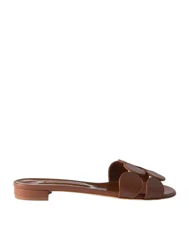 Manolo Blahnik Haribalmu 10 Cutout Leather Slides | Thumbnail 1 Manolo Blahnik Haribalmu 10 Cutout Leather Slides | Thumbnail 1