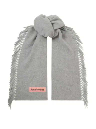 Acne Studios Appliquéd Fringed Wool Scarf | Thumbnail 1 Acne Studios Appliquéd Fringed Wool Scarf | Thumbnail 1
