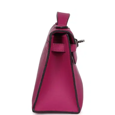 HERMÈS Hermes Kelly Pochette Rose Pourpre Swift Palladium Hardware | Thumbnail 4 HERMÈS Hermes Kelly Pochette Rose Pourpre Swift Palladium Hardware | Thumbnail 4