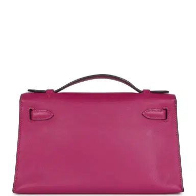 HERMÈS Hermes Kelly Pochette Rose Pourpre Swift Palladium Hardware | Thumbnail 5 HERMÈS Hermes Kelly Pochette Rose Pourpre Swift Palladium Hardware | Thumbnail 5