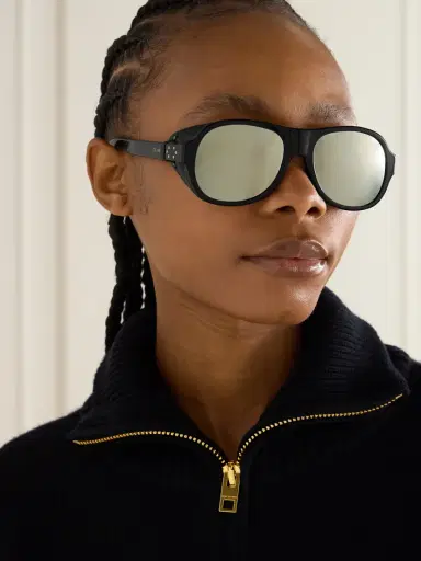 CELINE Eyewear Aviator-style Leather-trimmed Acetate Sunglasses | Thumbnail 2 CELINE Eyewear Aviator-style Leather-trimmed Acetate Sunglasses | Thumbnail 2