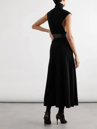 Alaïa Belted Leather-trimmed Wool-blend Turtleneck Midi Dress | Thumbnail 3 Alaïa Belted Leather-trimmed Wool-blend Turtleneck Midi Dress | Thumbnail 3