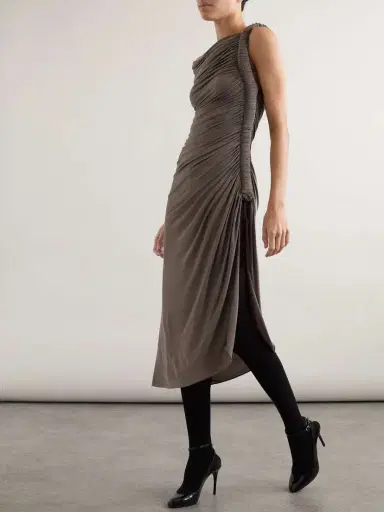 Alaïa One-shoulder Draped Stretch-jersey Midi Dress | Thumbnail 2 Alaïa One-shoulder Draped Stretch-jersey Midi Dress | Thumbnail 2