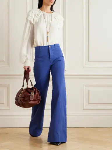 Chloé Ruffled Broderie Anglaise-trimmed Silk-georgette Blouse | Thumbnail 2 Chloé Ruffled Broderie Anglaise-trimmed Silk-georgette Blouse | Thumbnail 2