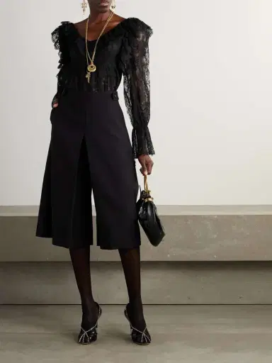 Chloé Ruffled Cotton-blend Lace Peplum Blouse | Thumbnail 2 Chloé Ruffled Cotton-blend Lace Peplum Blouse | Thumbnail 2