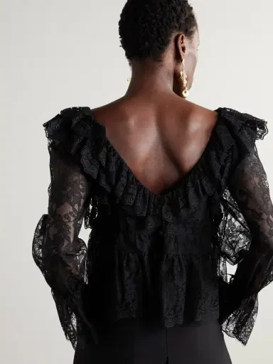 Chloé Ruffled Cotton-blend Lace Peplum Blouse | Thumbnail 4 Chloé Ruffled Cotton-blend Lace Peplum Blouse | Thumbnail 4