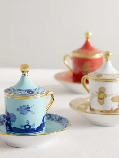 GINORI 1735 Set Of Four Gold-plated Porcelain Coffee Cups And Saucers | Thumbnail 3 GINORI 1735 Set Of Four Gold-plated Porcelain Coffee Cups And Saucers | Thumbnail 3
