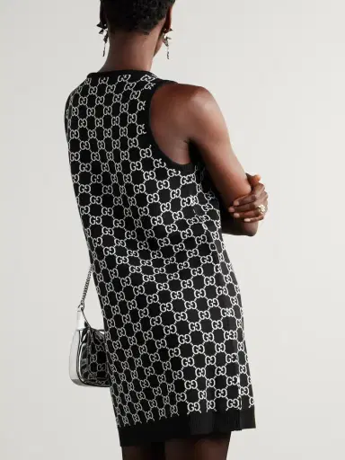 Gucci Reversible Logo-jacquard Wool-blend Mini Dress | Thumbnail 3 Gucci Reversible Logo-jacquard Wool-blend Mini Dress | Thumbnail 3