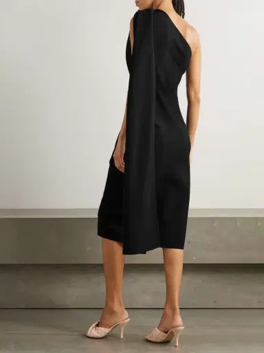 Bottega Veneta Cape-effect Embellished One-shoulder Crepe Midi Dress | Thumbnail 3 Bottega Veneta Cape-effect Embellished One-shoulder Crepe Midi Dress | Thumbnail 3