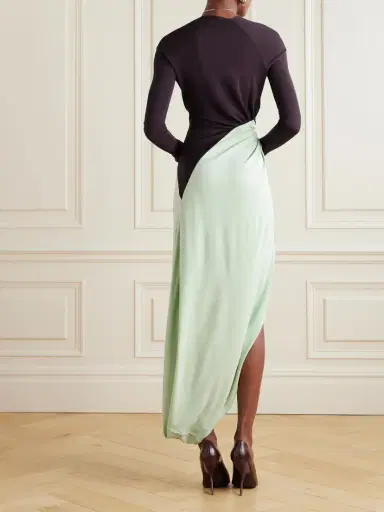 Victoria Beckham Knotted Gathered Two-tone Jersey Gown | Thumbnail 3 Victoria Beckham Knotted Gathered Two-tone Jersey Gown | Thumbnail 3