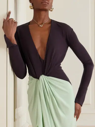 Victoria Beckham Knotted Gathered Two-tone Jersey Gown | Thumbnail 5 Victoria Beckham Knotted Gathered Two-tone Jersey Gown | Thumbnail 5